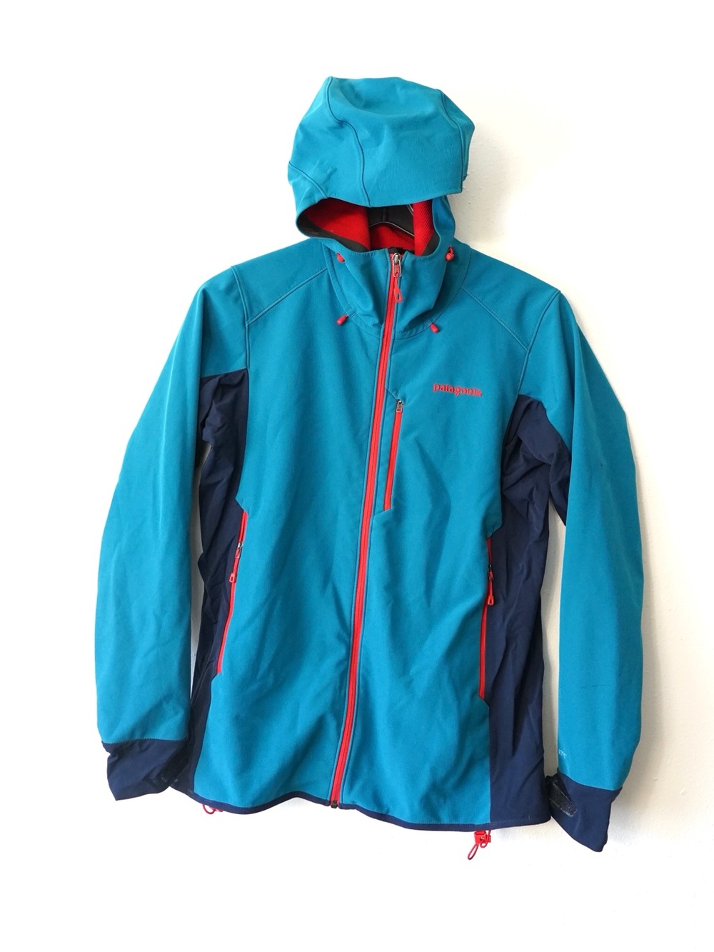 Patagonia Men's Adze Hybrid Hoody Jacket Full Zip Mid-Length Size M Blue/Red